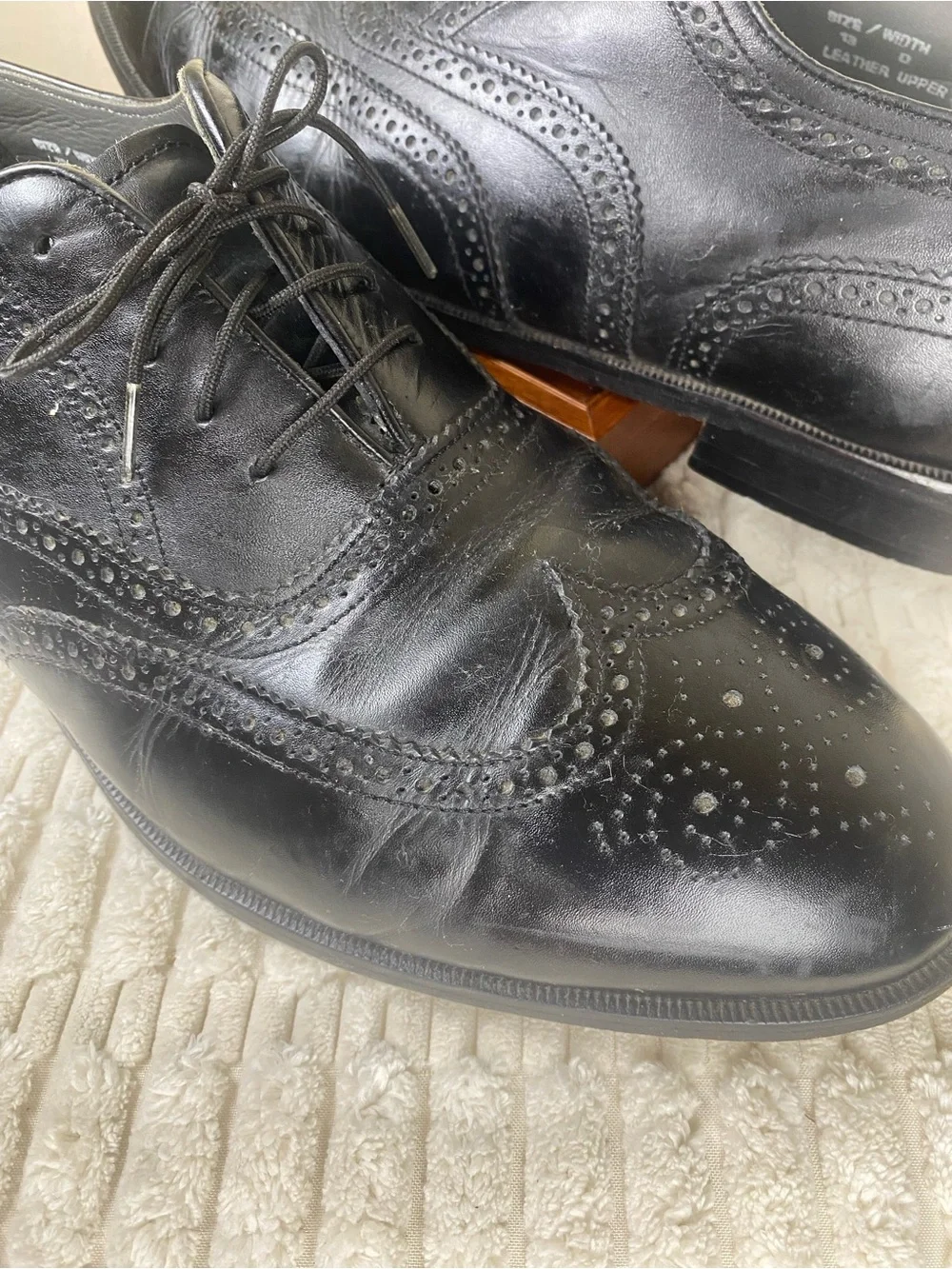 Oakton Classics Black Leather Wingtip Oxford Dress Shoes 13D